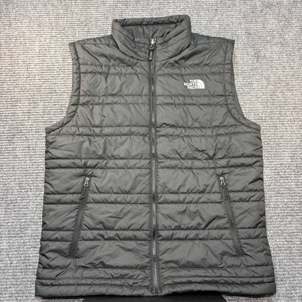 The North Face Mens Black Quilted Puffer Vest Full Zip Insulated Medium